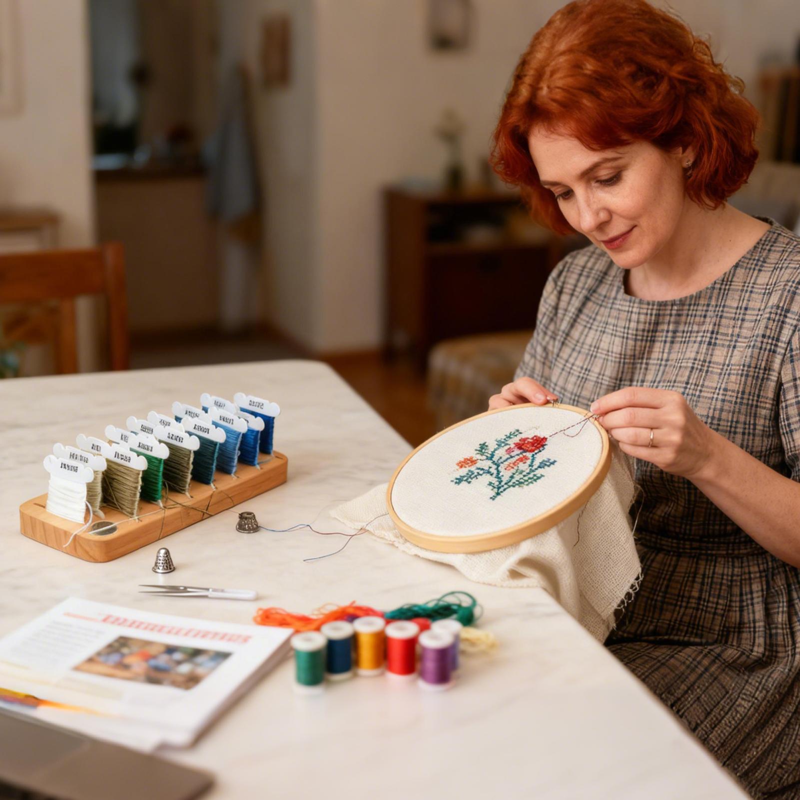 Embroidery Artist - Embroidery Thread Organizer 15-Slot Wooden Spool