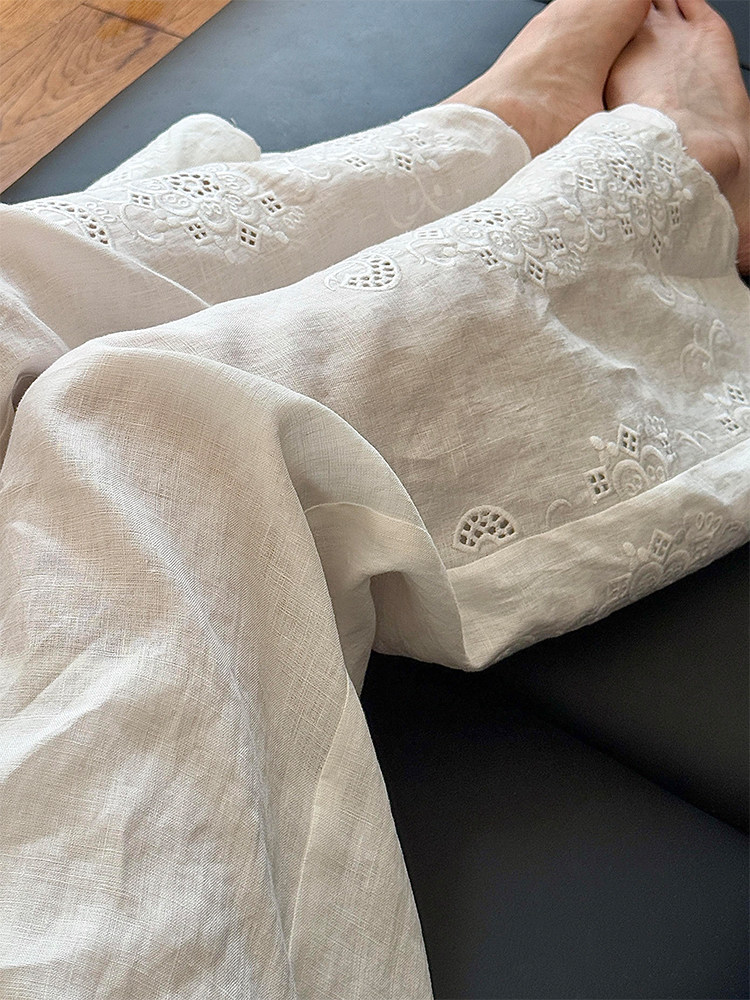Embroidery Artist - Japanese Style Artistic Embroidery Wide Leg