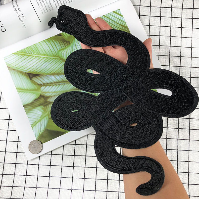 Embroidery Alpha - 1Pc Black Snake Embroidery Patch Iron