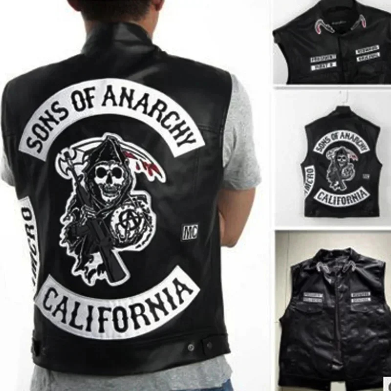 Embroidery Dress - ABC123Leather Men Motorcycle Cosplay Costume Sleeveless