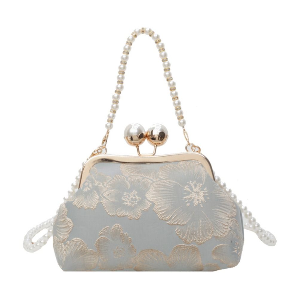 Embroidery Kiss - Pearl Chinese Style Handbag Kiss Lock