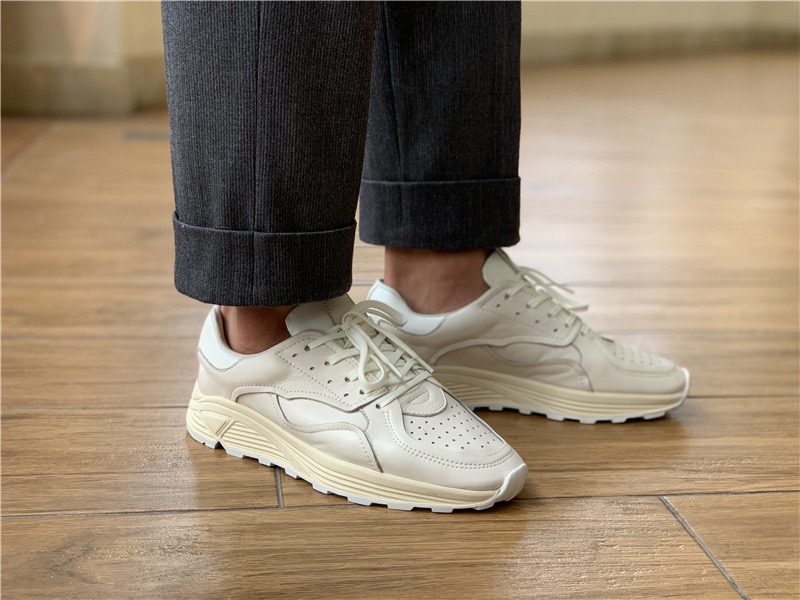 Embroidery White - Round-toe Lace-up Casual White Thick-soled Men’s