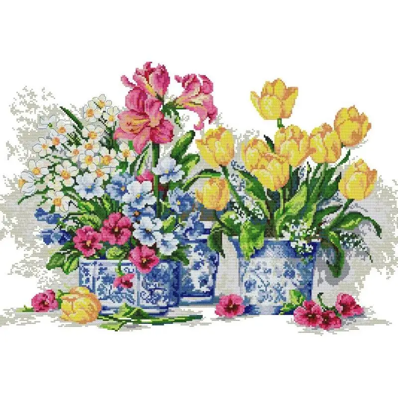 Embroidery Job - Potted Flowers NKF Counted Cross Stitch