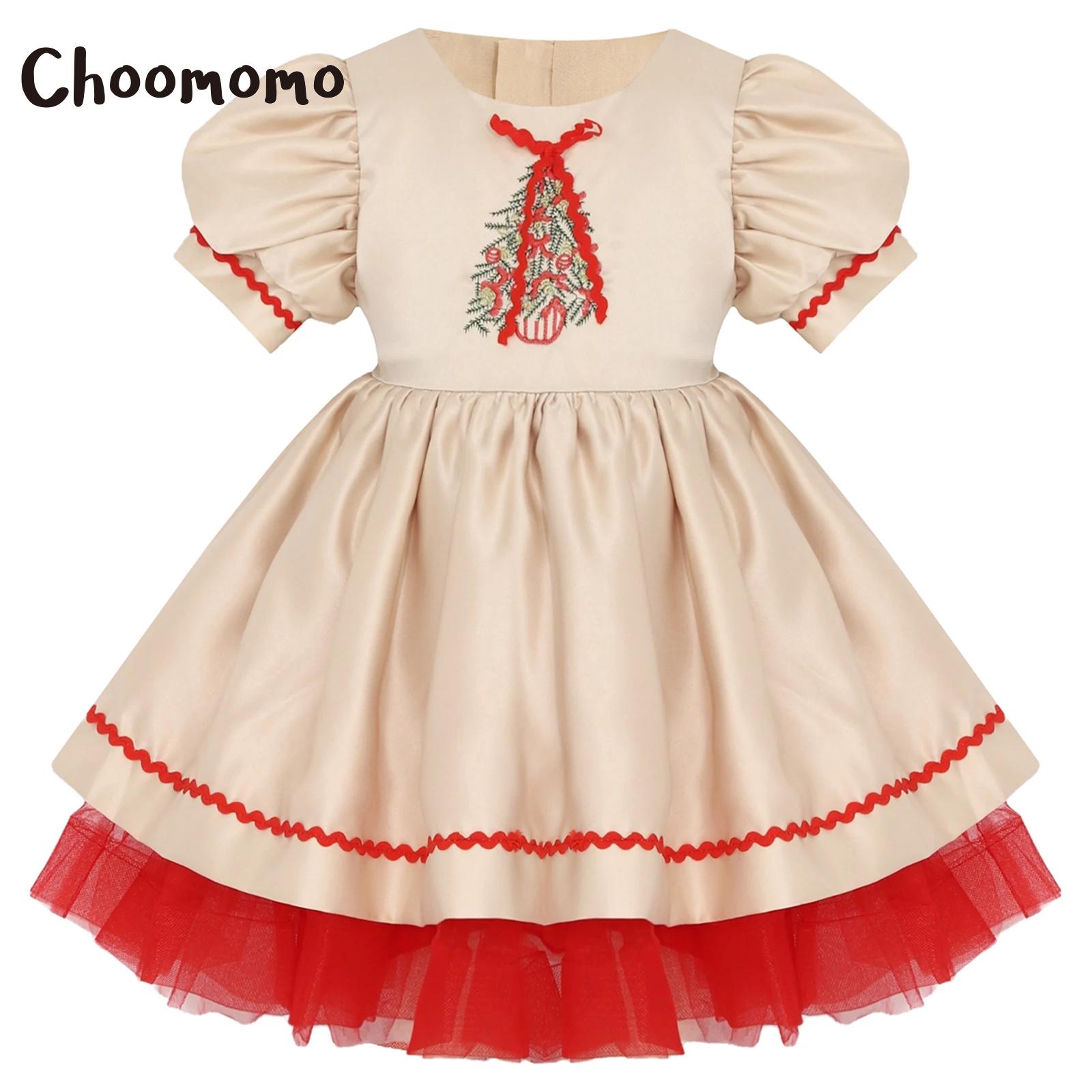 Embroidery Dress - Kids Girls Christmas Santa Dress Embroidery