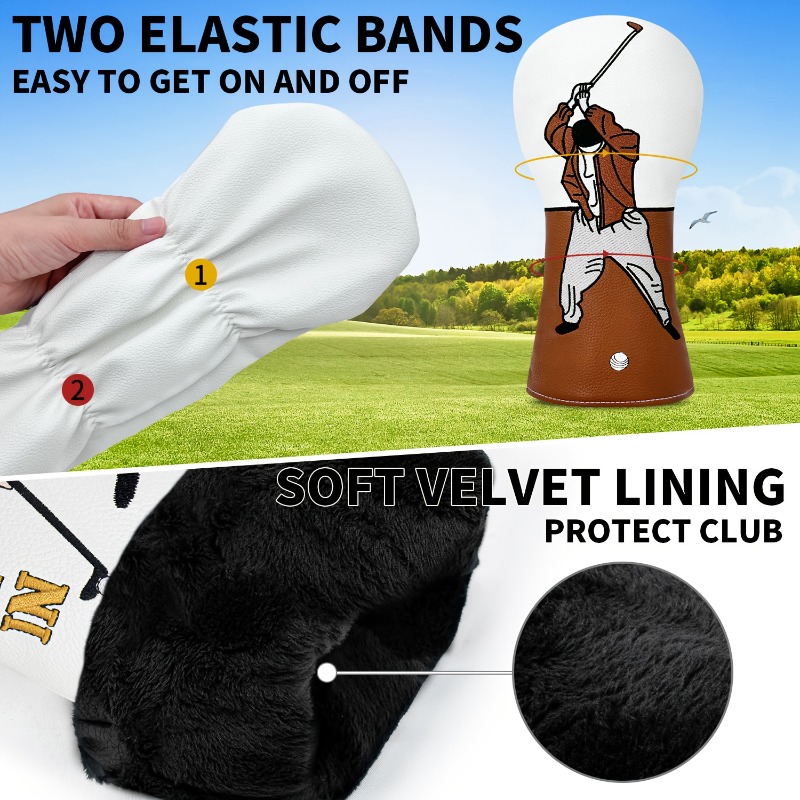 1pc High-Quality Golf Head Cov - огляд і ціна Embroidery White