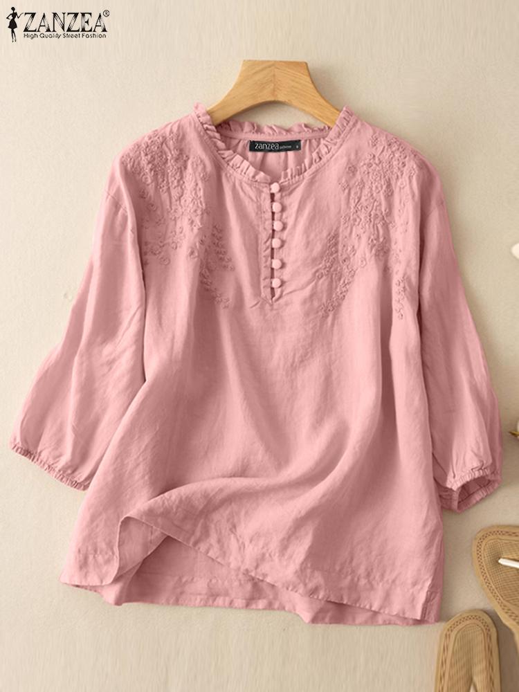 ZANZEA Summer Vintage Shirts E - огляд і ціна Embroidery Job