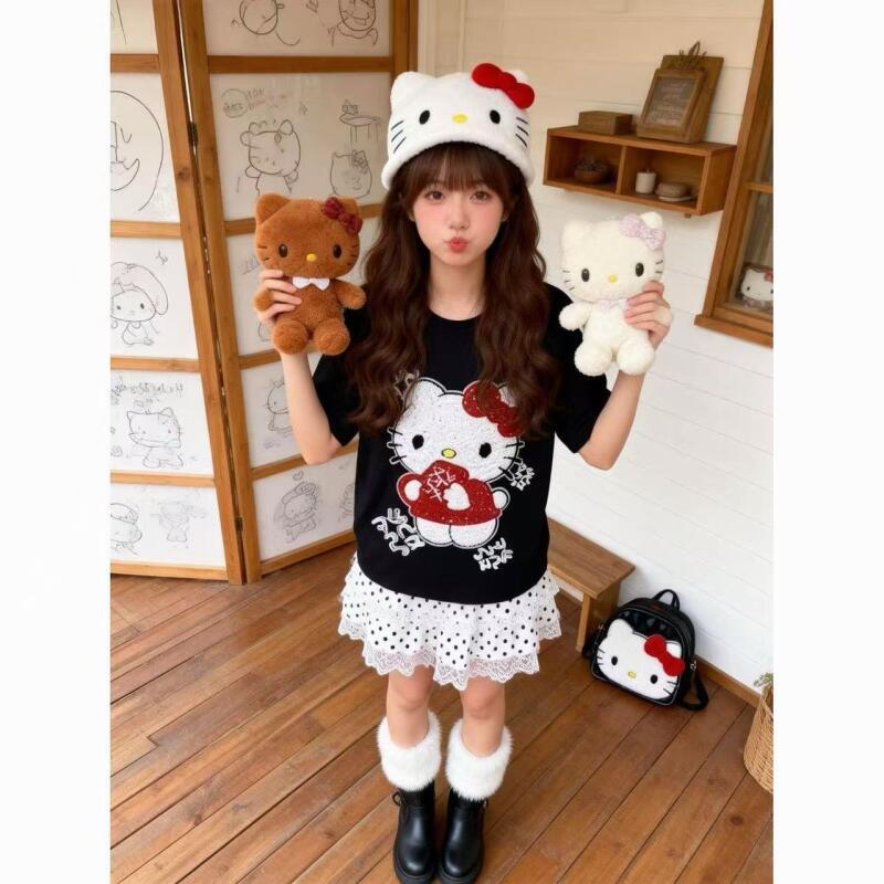 Cute Short-Sleeved Hello Kitty - огляд і ціна Embroidery Shirt