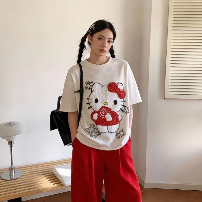 Cute Short-Sleeved Hello Kitty - огляд і ціна Embroidery Shirt