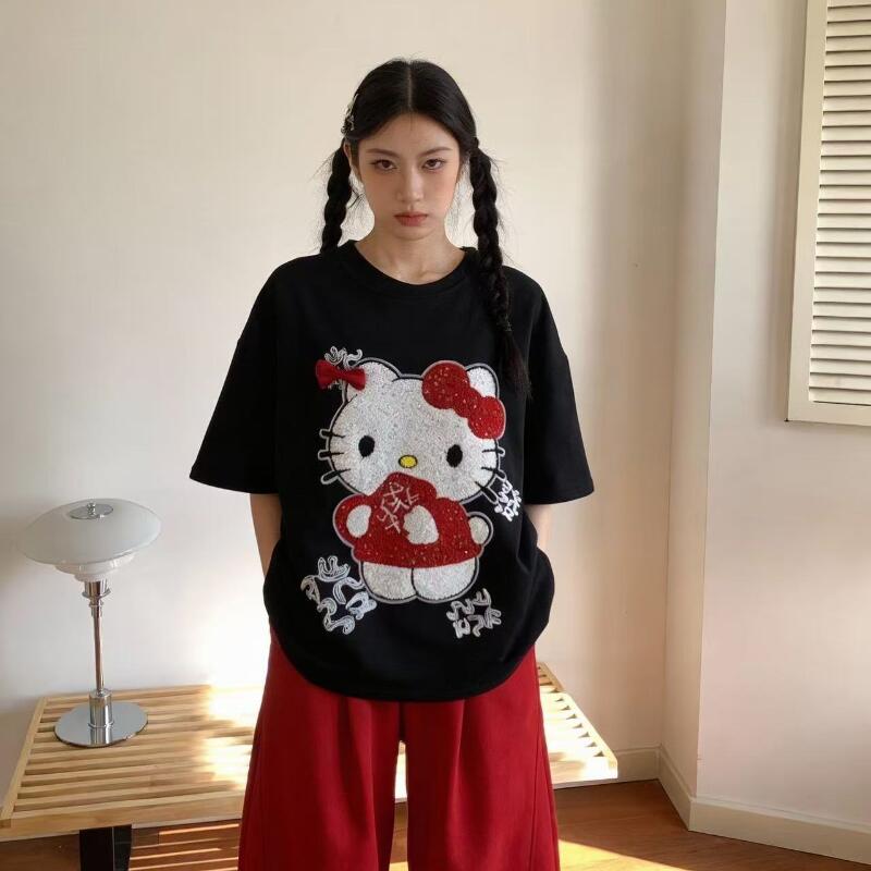 Cute Short-Sleeved Hello Kitty - огляд і ціна Embroidery Shirt