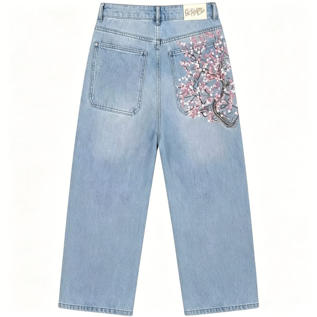 High Waist Loose Straight Leg  - огляд і ціна Embroidery Jeans Sakura