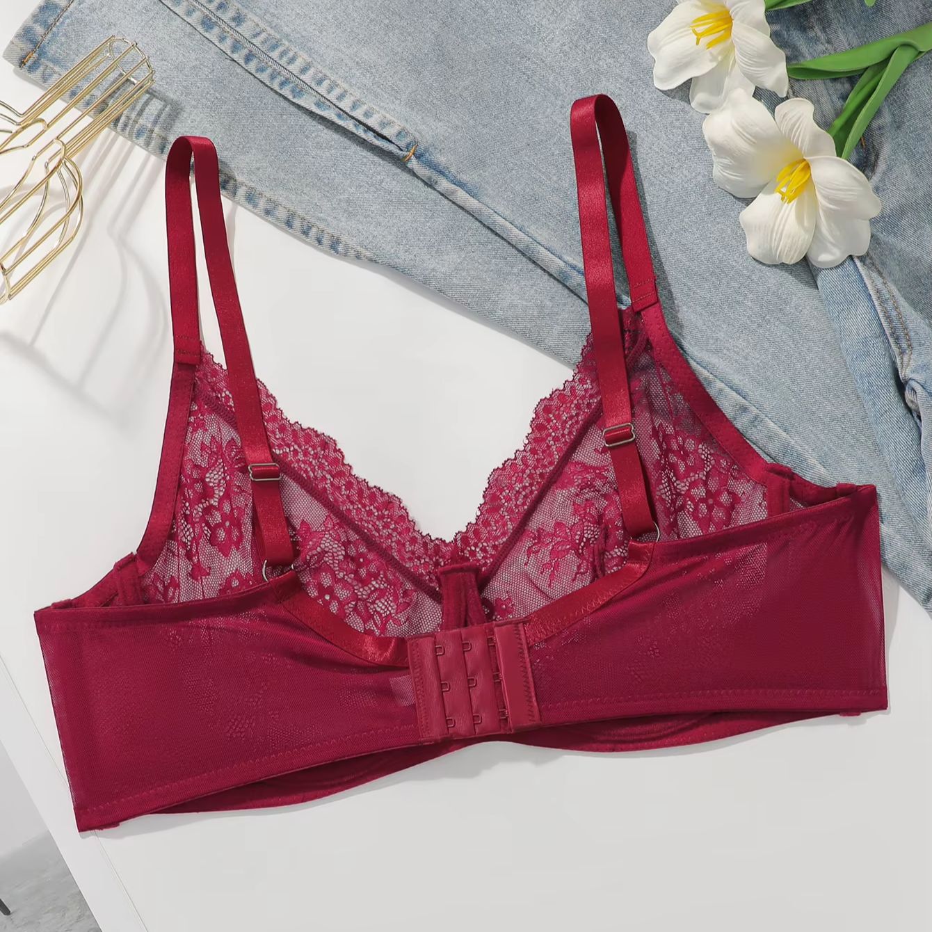 Women Plus Size Red Lace Sheer - огляд і ціна Embroidery Lace