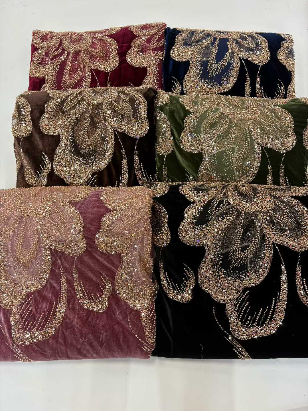 African Velvet Beaded Heavy La - огляд і ціна Velvet Fabric Embroidery