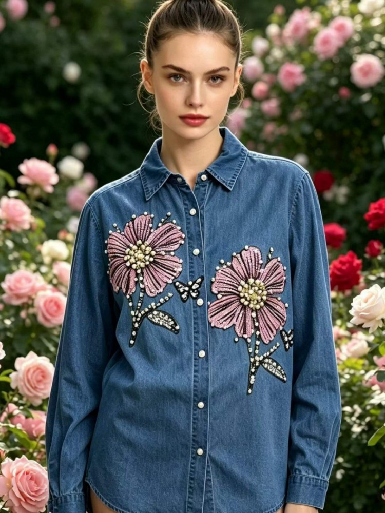 Women Denim Embroidery Blouses - огляд і ціна Embroidery Shirt