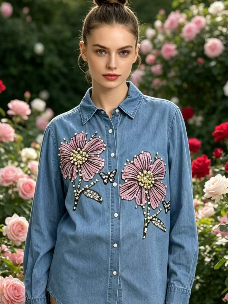 Women Denim Embroidery Blouses - огляд і ціна Embroidery Shirt