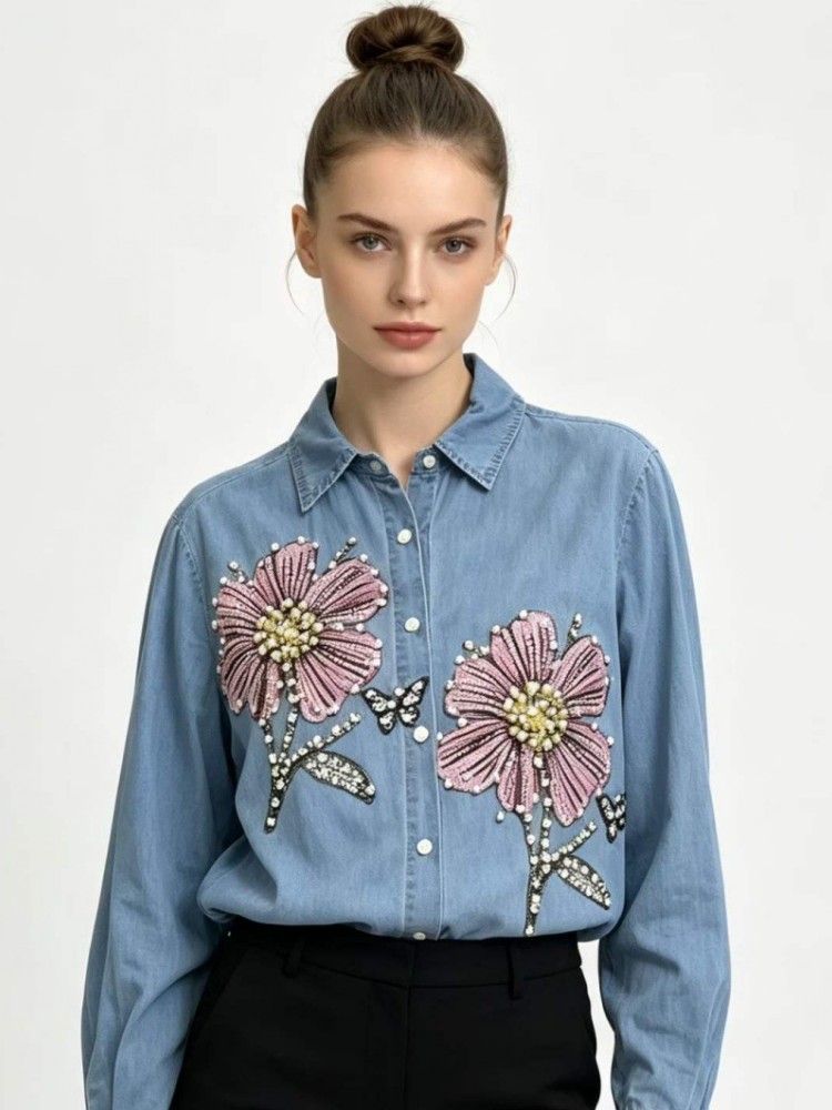 Women Denim Embroidery Blouses - огляд і ціна Embroidery Shirt