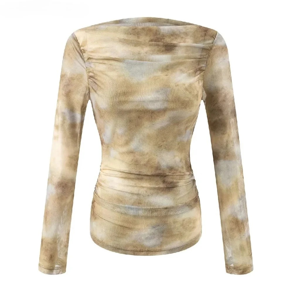 2025 Sexy Tie-Dye Print Ruched - огляд і ціна Embroidery Shirt