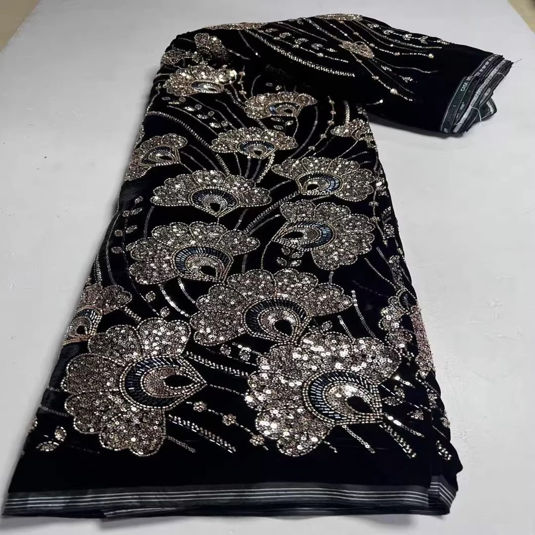 5yard New velvet tela Sequin b - огляд і ціна Velvet Fabric Embroidery