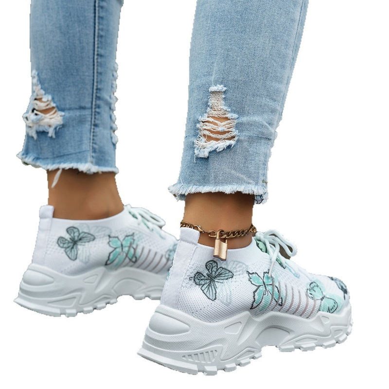 Women Butterfly Print Mesh Sne - огляд і ціна Embroidery White