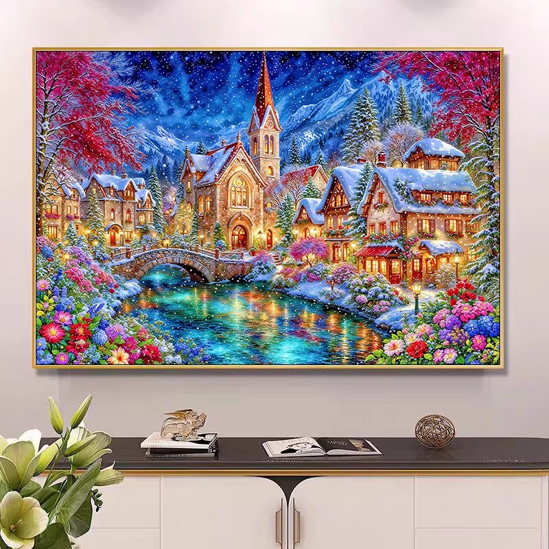 9ct 100x75cm Winter Church Emb - огляд і ціна Embroidery Job