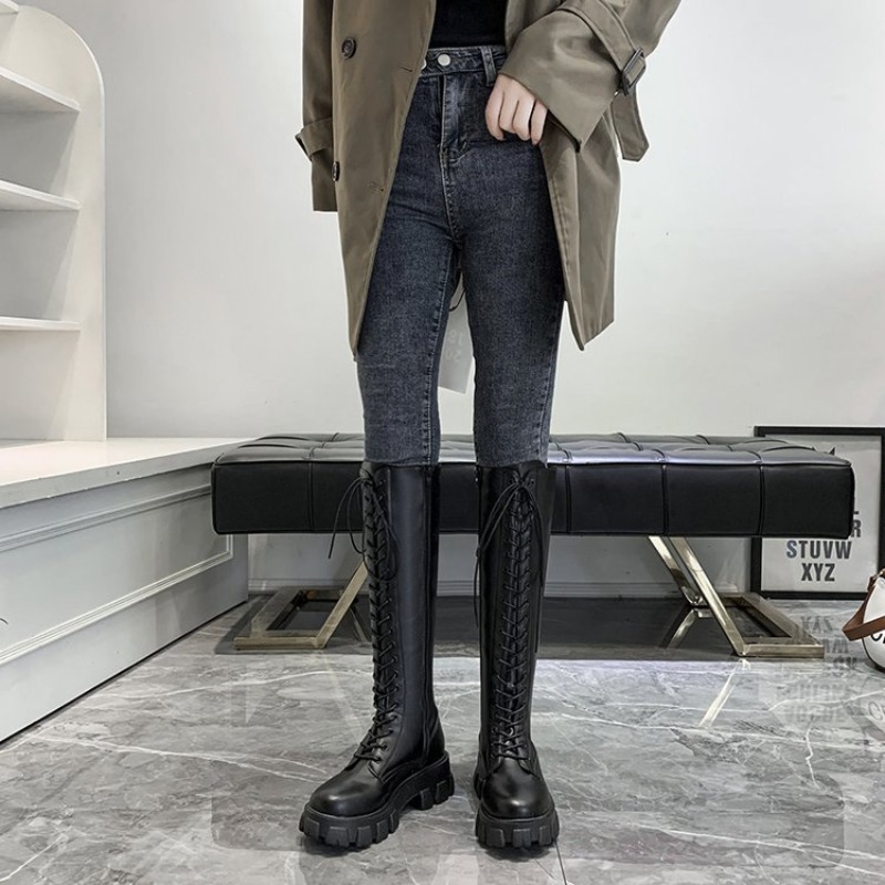 Women Knee High Boots Lace Up  - огляд і ціна Embroidery White
