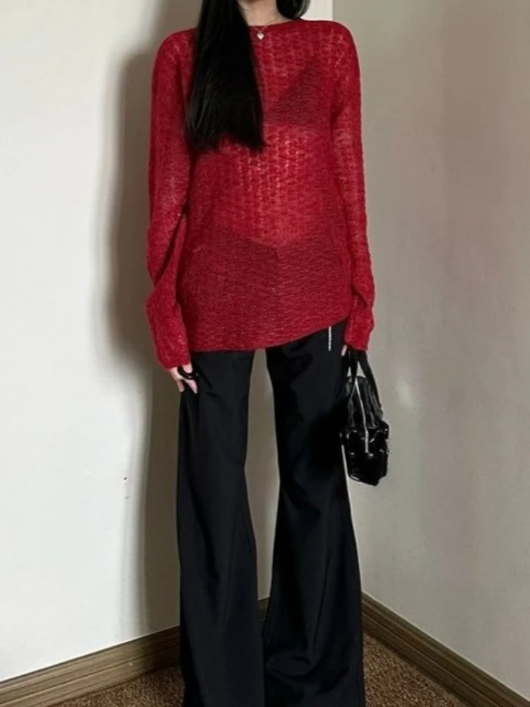 Y2K See-Through Knitted Women' - огляд і ціна Embroidery Shirt
